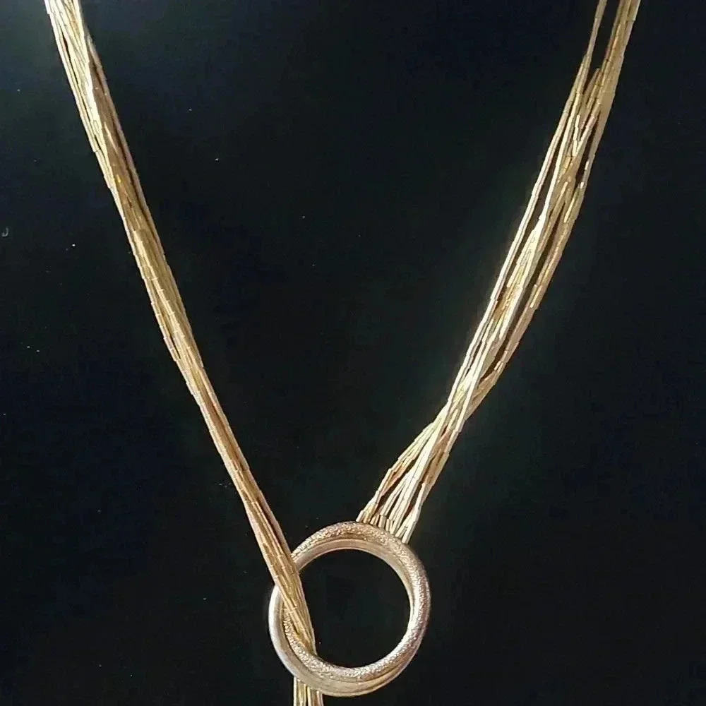 Liquid Silver Sterling Bead Lariat Necklace 36" total length.